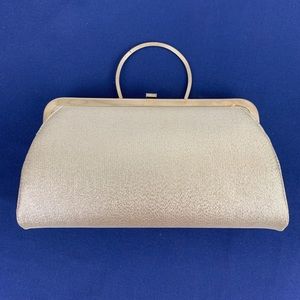 Silver Sparkle Glitter Metallic Clutch with Strap